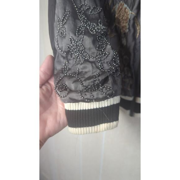 Zara beaded floral embroidered embellished varsity style jacket sz Medium - Picture 6 of 11